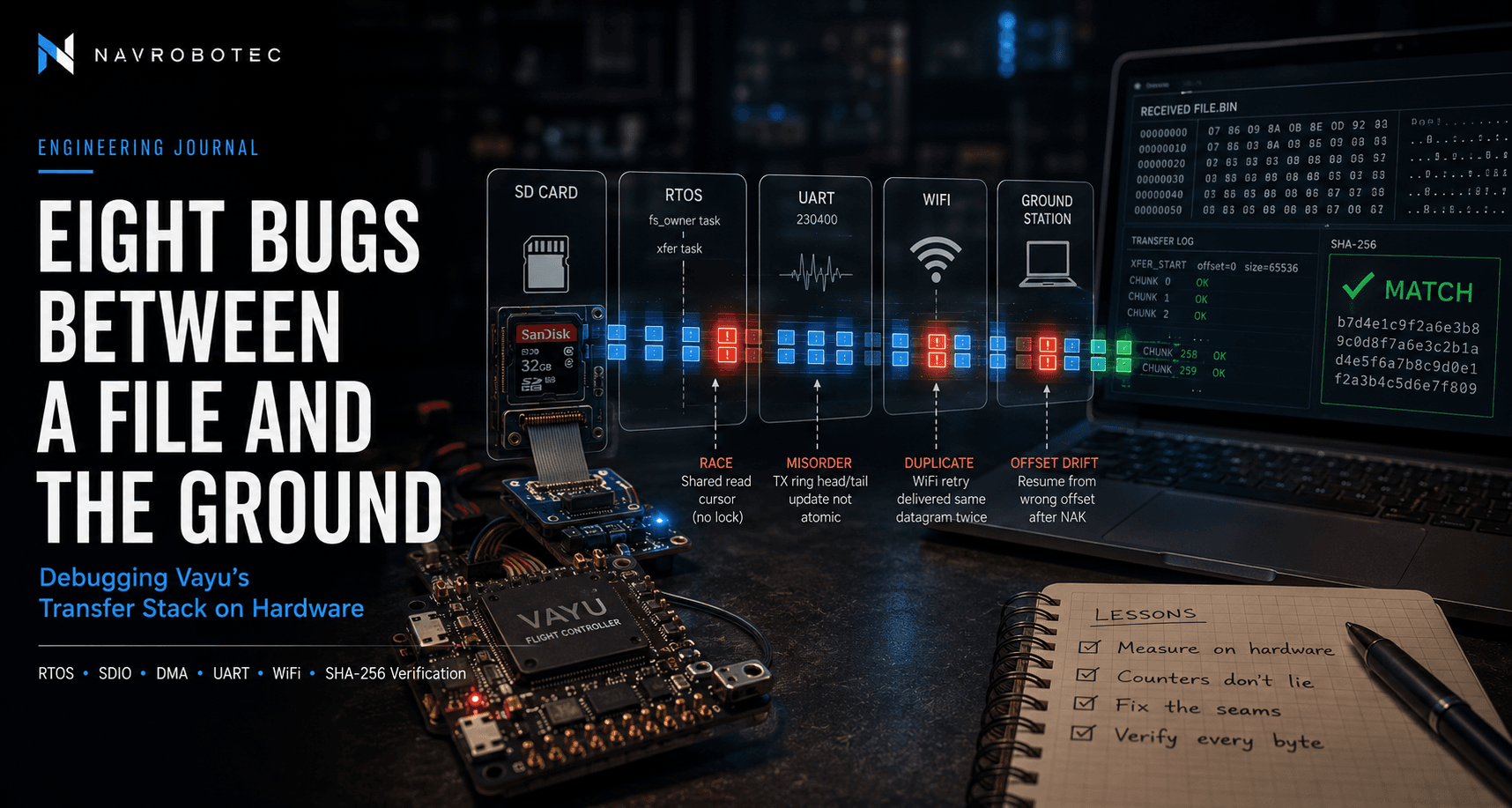 Eight Bugs Between a File and the Ground: Debugging Vayu’s Transfer Stack on Hardware