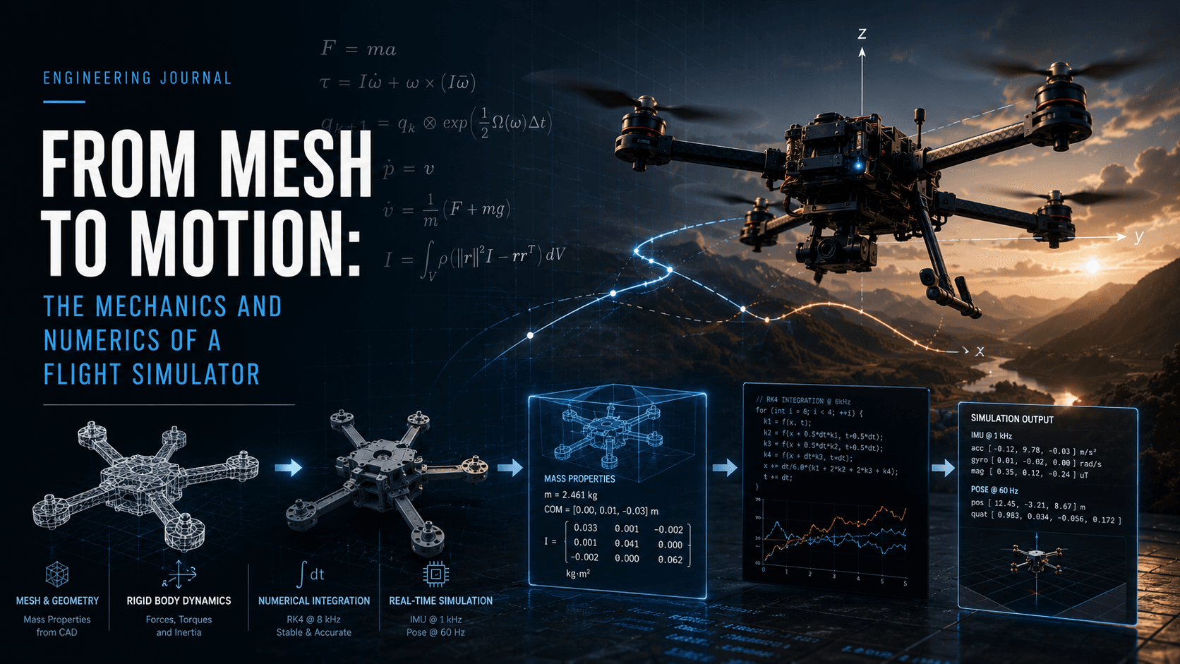 From Mesh to Motion: The Mechanics and Numerics of a Flight Simulator